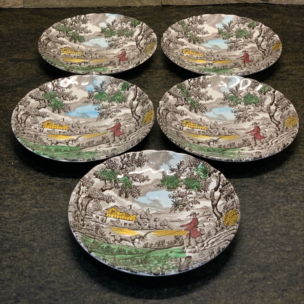 MYOTT | Set of 5 | “The Hunter” Made in Staffordshire | Saucers